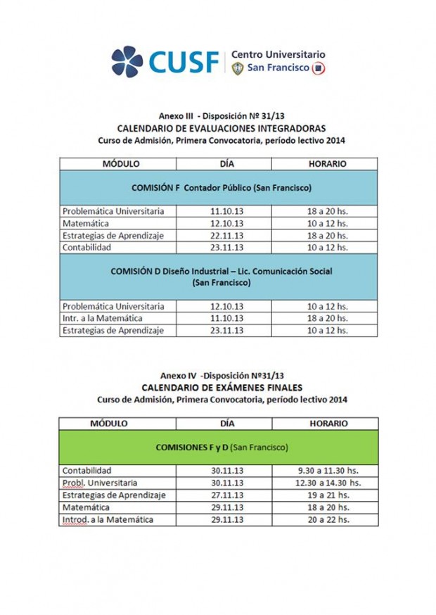 Información importante - Curso de Admisión Anticipado 2014